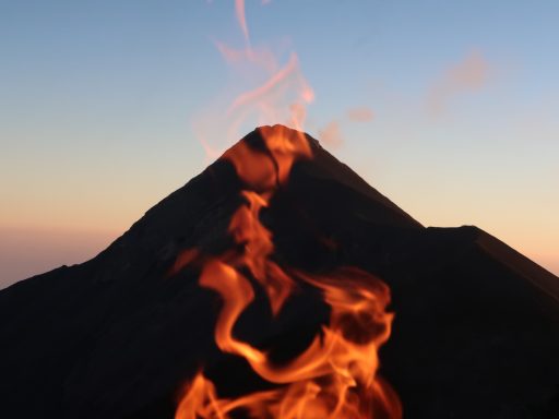 Campfire volcano Fuego Guatemala