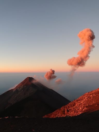 Sunrise volcano Fuego Guatemala